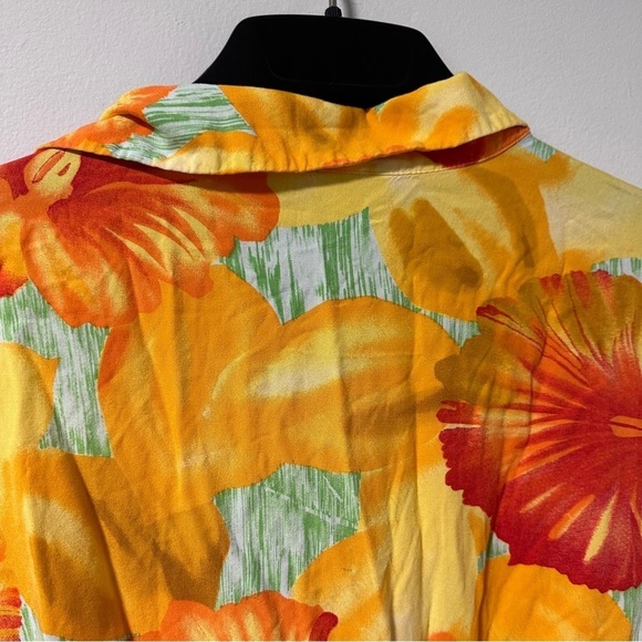 Carolina Colours Orange Floral Tropical Sleeveless Collared Midi Dress Size 22W - Picture 14 of 16
